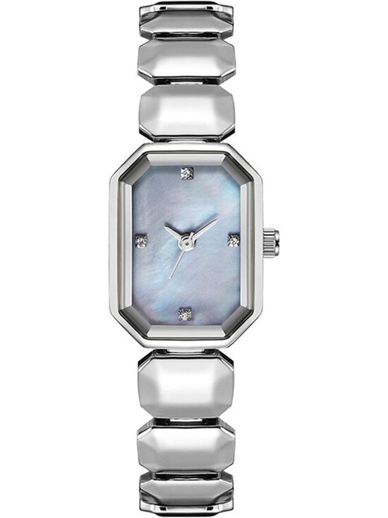 Accessories - Women's Silver Rectangle Bracelet with Dainty Stainless Steel Band Quartz Watch